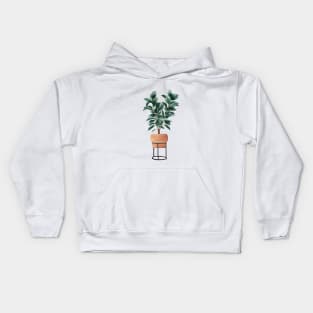 Ficus Elastica Illustration Kids Hoodie